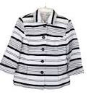 drapers and Damon’s petites black white and gray striped jacket PL NWT